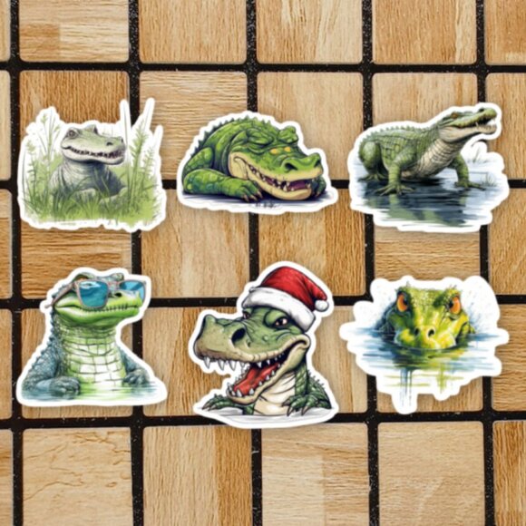 Crocodile Alligator Sticker Pack of 6 Vinyl Stickers Waterproof Animal Stickers - Picture 1 of 4